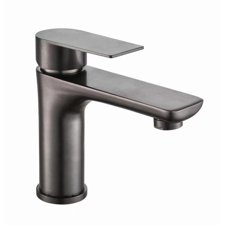 Vòi lavabo Nóng-Lạnh SUS304 inox đúc sơn tĩnh điện màu xám khói sang trọng, #Tặng kèm 2 dây cấp nước