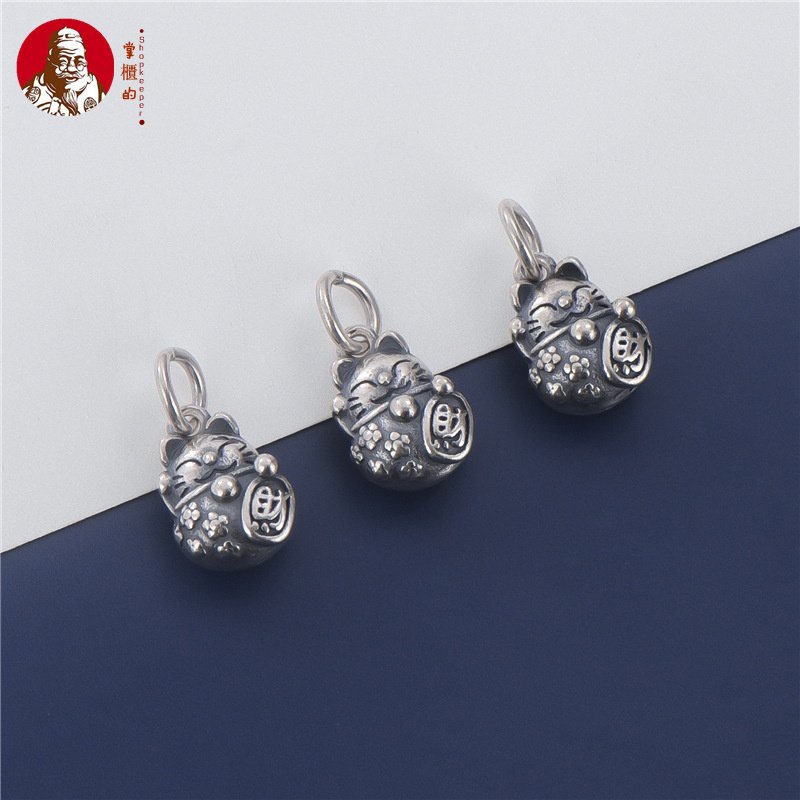 Mặt Dây Chuyền Bạc 925 Hình Mèo May Mắn Bằng Bạc Thái
