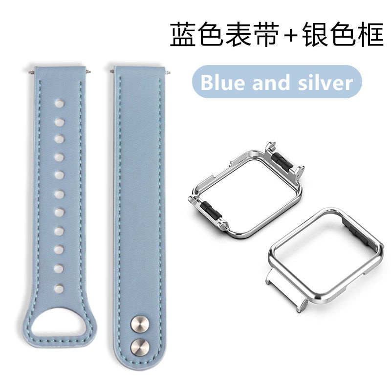 Phù Hợp Dây Đeo Bằng Da + Khung Kim Loại Cho Đồng Hồ Thông Minh Redmi Watch 2 Lite / Mi Watch Lite