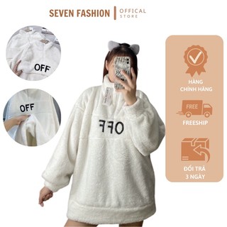 Áo khoác lông form rộng thêu chữ OFF áo khoác nam nữ kiểu dáng hàn quốc thời trang mùa đông ấm áp G0221 seven six