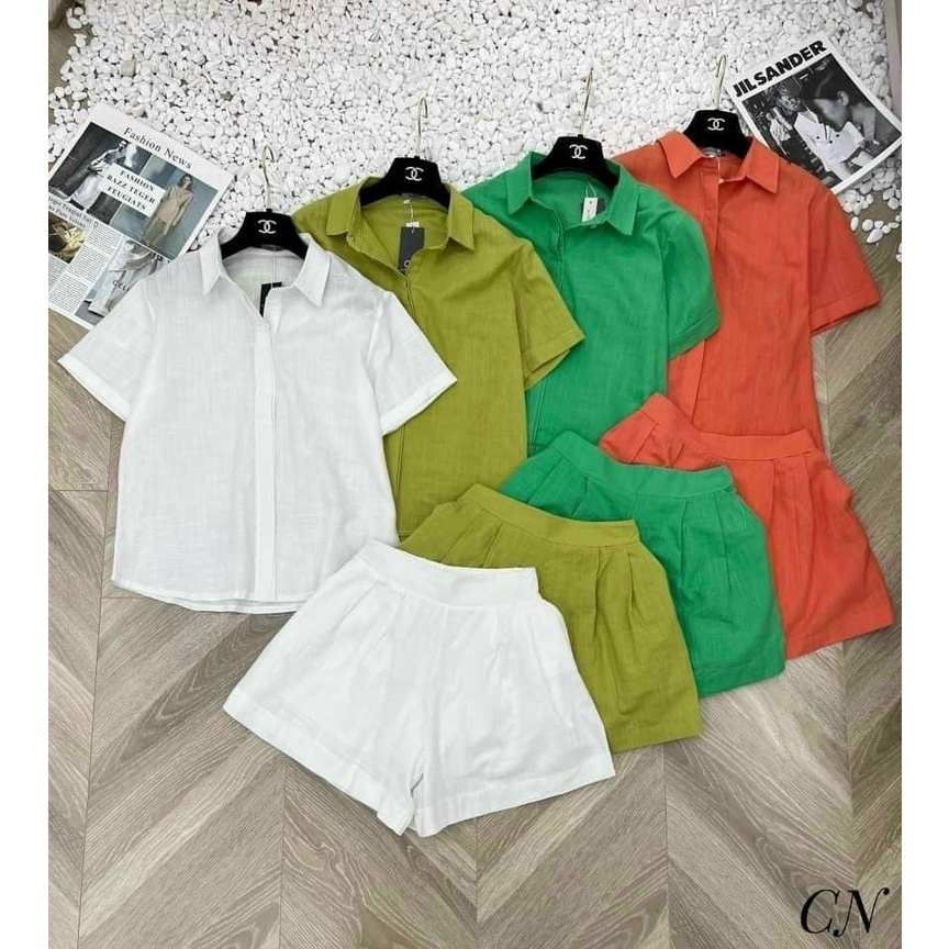 [11.11 Sale Freeship] Set bộ đũi ngắn tay,quần cộc có túi thời trang nữ mùa hè ở nhà hay dạo phố đều dx