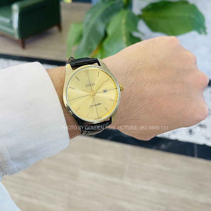 Đồng hồ Nam Omega OMG02 Dây da cao cấp, Full hộp, Mặt Sapphire chống xước, chống nước thẻ bảo hành 12 tháng