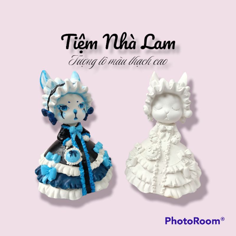 Tượng tô màu thạch cao mèo quý sờ tộc size nhỏ