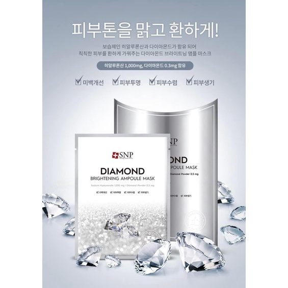 Mặt Nạ Dưỡng Trắng Da Tinh Chất Kim Cương SNP Diamond Brightening Ampoule Mask
