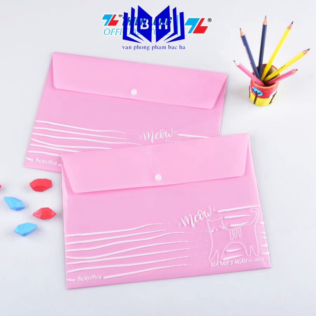 Bìa nút 3 ngăn Thiên Long Flexoffice FO-CBF018  - màu ngẫu nhiên