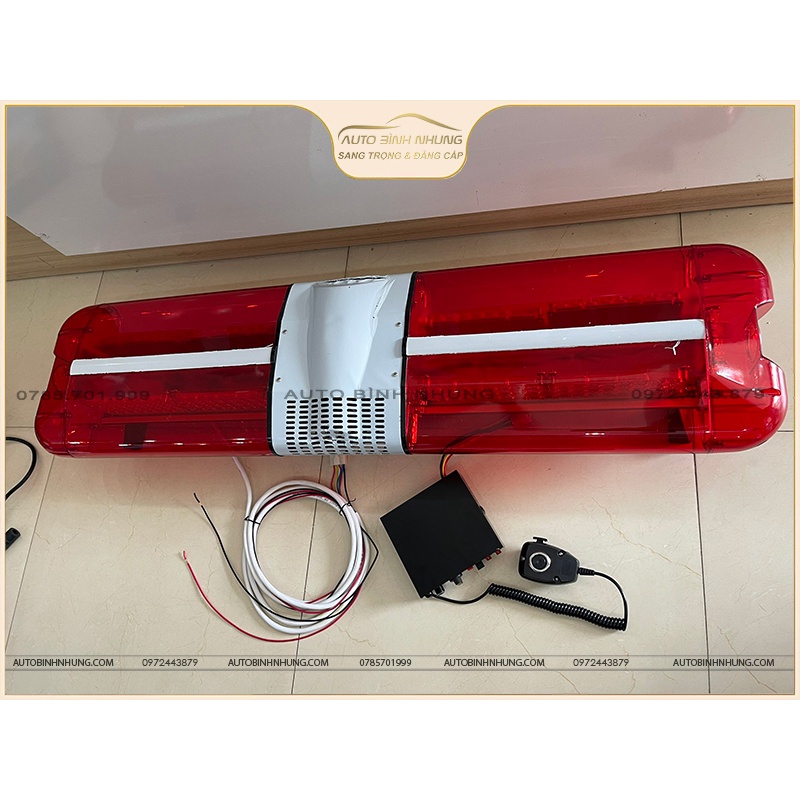 Đèn cứu thương, cấp cứu dài 1m2, màu đỏ, điện áp 12V ,tích hợp bộ đàm + bộ còi hú chính hãng công suất cao 200w