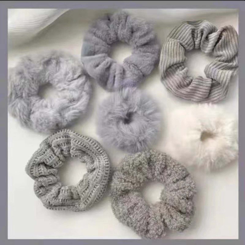 Ygt Set 7 Dây Cột Tóc Phủ Lông Trắng Mềm Co Giãn Thời Trang Mùa Đông Cho Nữ