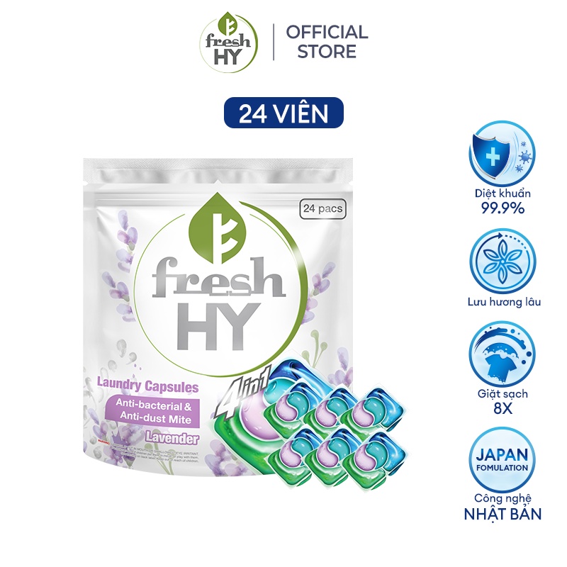 Túi Viên Giặt Xả Tiện Lợi 4 trong 1 Fresh Hy Hương Hoa Công Nghệ Nhật Bản