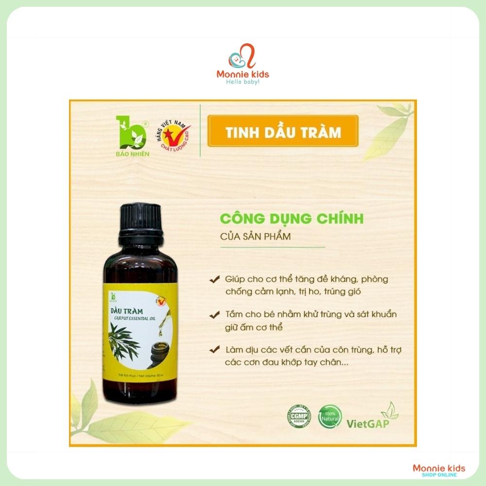Dầu tràm Bảo Nhiên lá tràm huế 50ml, dầu tràm thảo dược nguyên liệu thiên nhiên - Monnie Kids