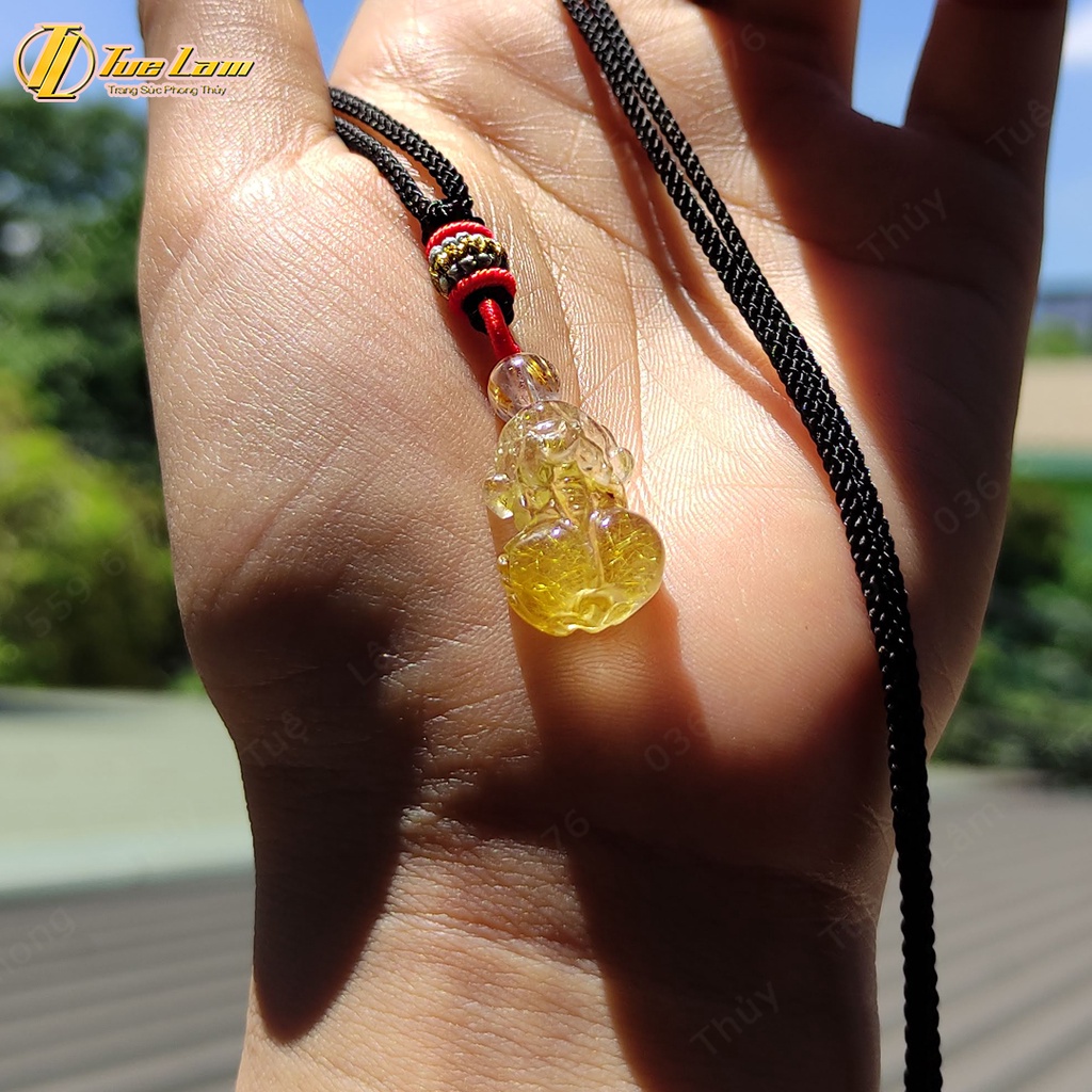 Dây chuyền tỳ hưu thach anh tóc vàng hợp mệnh kim thổ chiêu tài hút lộc - Tuệ Lâm