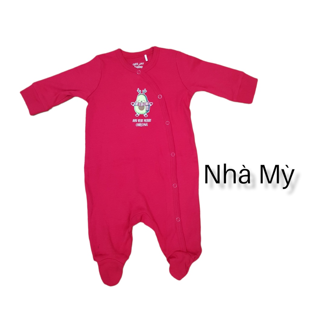 Size 3M Sleepsuit vải 100% cotton, bodysuit cho bé, bộ body dài tay xuất dư các hãng cho bé