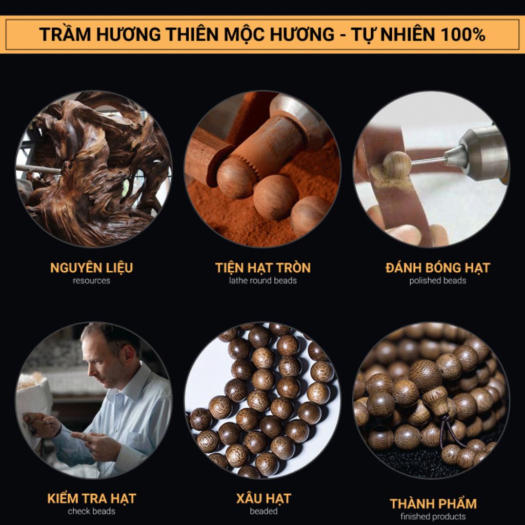 Vòng tay trầm hương đồng điếu Việt Nam THIÊN MỘC HƯƠNG trầm tốc tự nhiên tài vận, vượng khí