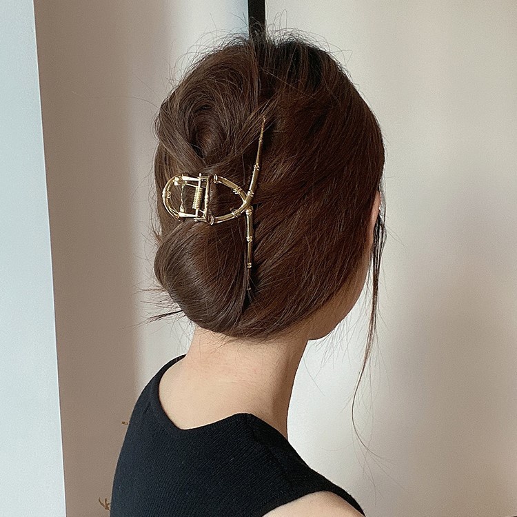 Kẹp Tóc Kim Loại Kiểu Thắt Chéo Mạ Vàng Cỡ Lớn Phong Cách Hàn Quốc