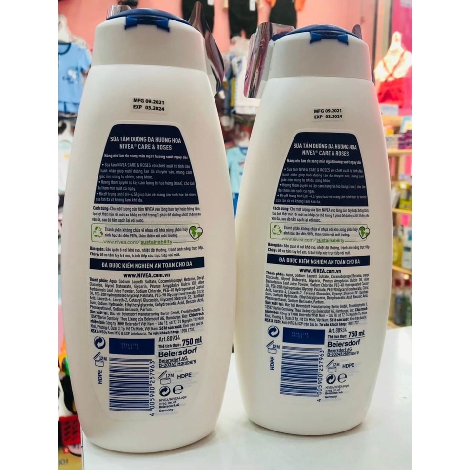 Sữa Tắm Dưỡng Thể Hương Hoa Thư Giãn Nivea Care 750ml Giúp Làm Sạch Sâu, Dưỡng Ẩm Và Sáng Da
