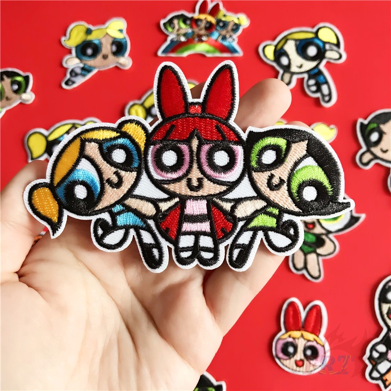 ♚ Miếng Dán Ủi Họa Tiết Hoạt Hình Powerpuff Girls ♚ 1 Sticker Ủi Thêu Hình Huy Hiệu