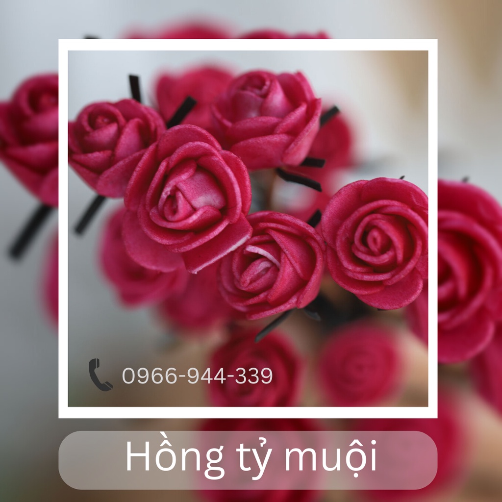 HOA HỒNG TỈ MUỘI, hoa hồng mini, hoa giả như thật - hoa trang trí