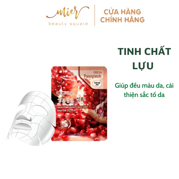 Mặt Nạ Dưỡng Da 3W CLINIC Fresh Mask 23ml Đủ Vị Chính Hãng Cung Cấp Vitamin Làm Dịu Mát Trắng Da Ngừa Lão Hóa