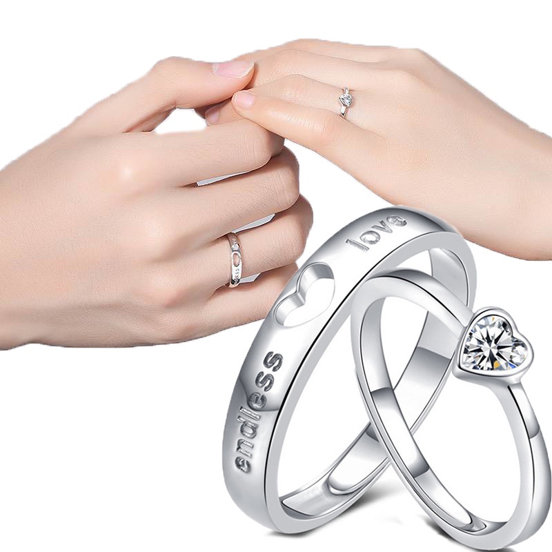 Nhẫn Hình Trái Tim Đính Đá Zircon Sang Trọng Cho Nam Nữ