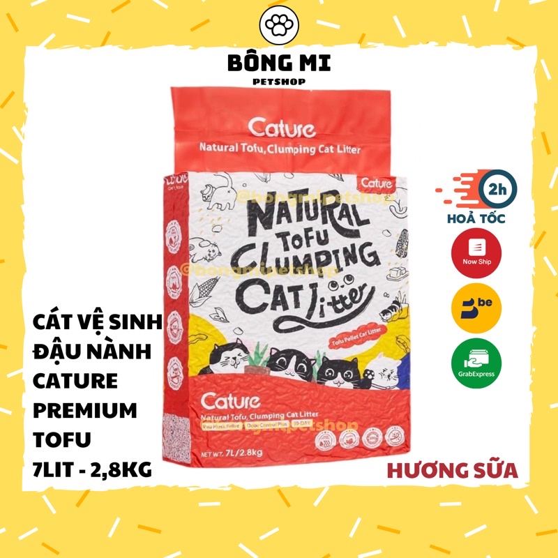 Cát đậu nành Cature Natural Tofu Clumping 6L, 7L xả được bồn cầu - Cát vệ sinh hữu cơ cao cấp cho mèo cún - Bông Mi