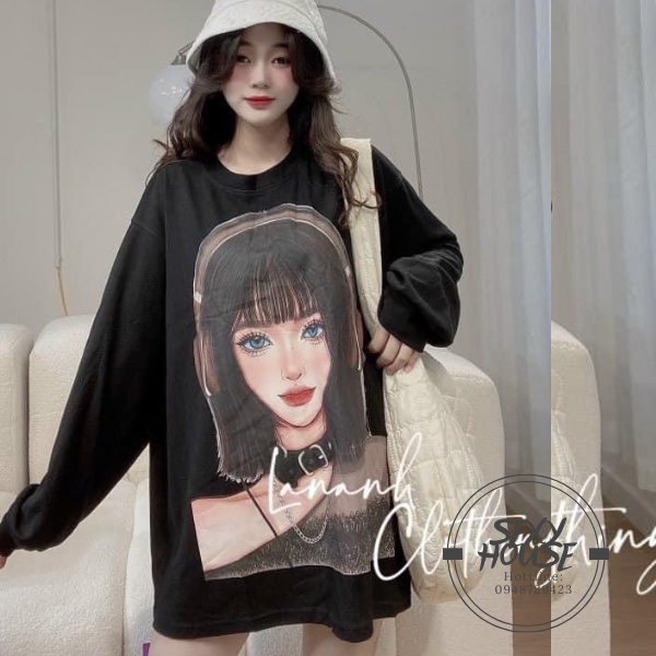 Áo len thun thu đông, áo thun dài tay cô gái đeo tai nghe A07 SEXYHOUSE