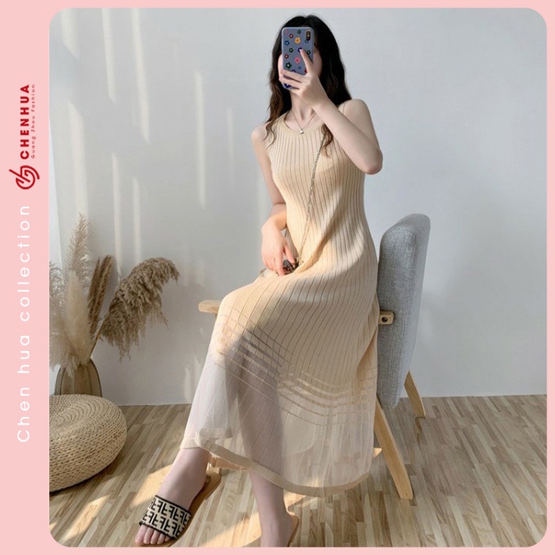 Váy len nữ ChenHua dáng dài chất len bẹt dày dặn đẹp VT18