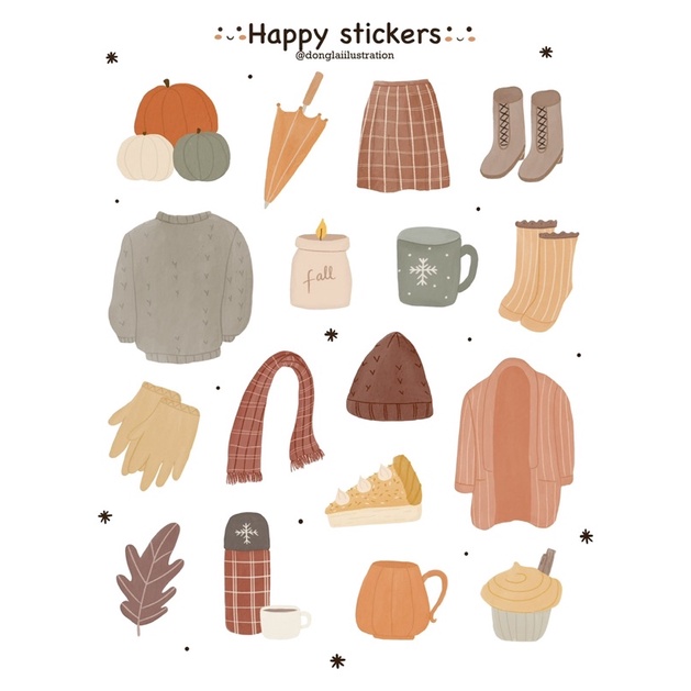 DONGLAI | STICKER MÙA THU ĐÔNG ẤM ÁP SIZE 10*13CM