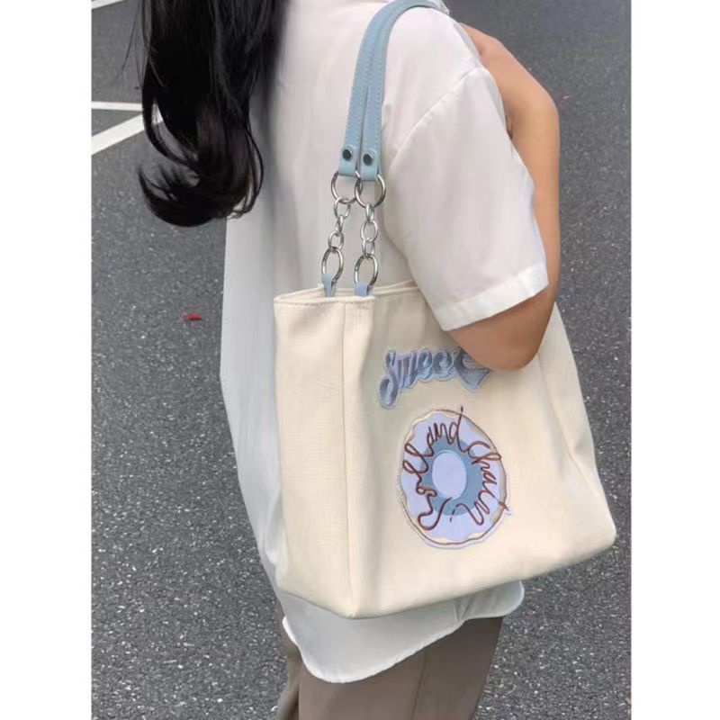 Túi xách Công suất lớn Túi đeo vai In thêu Hàn Quốc Túi vải 31 X 27 X 12CM