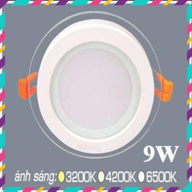 Đèn led âm trần 9W 3 màu mặt kính trong suốt, đế nhôm tản nhiệt dày chuyên công trình nhà phố, trung tâm thương mại