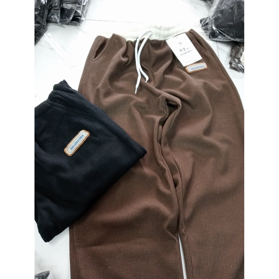 Quần baggy Mã298 bo gấu cạp thun lưng cao có dây rút