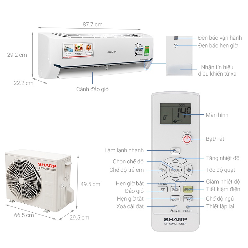 Máy lạnh Sharp Inverter 1 HP AH-X9XEW -