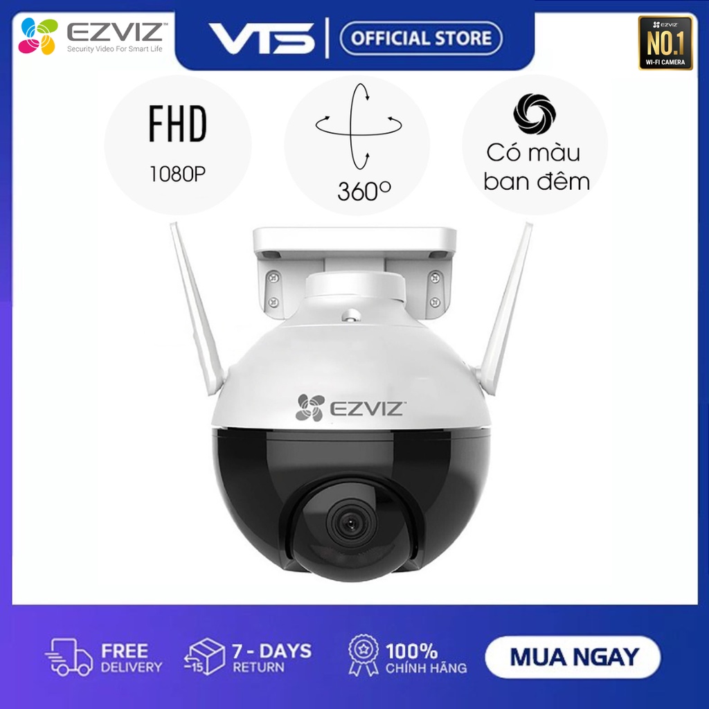 [NPP CHÍNH HÃNG] Camera WIFI EZVIZ C8C 2MP, Tích Hợp Micro Thu Âm, Cảnh Báo Chuyển Động, Có Màu Ban 