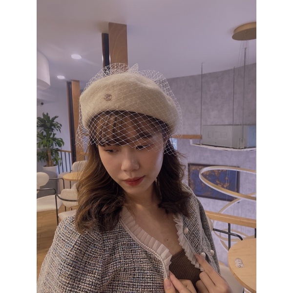 Mũ nồi lưới chữ x trắng cho nữ