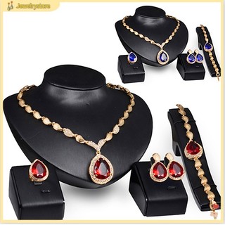 Jsm1 _ Nữ Trang Trọng Đảng Giọt Nước Cubic Zirconia Vòng Cổ Bông Tai Vòng Tay Vòng Hoa Kỳ6-9