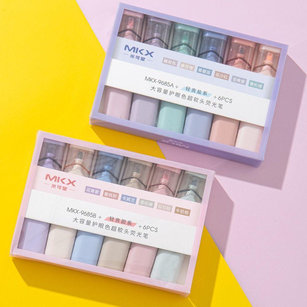 Set 6 Bút Đánh Dấu Họa Tiết Dễ Thương Dành Cho Học Sinh