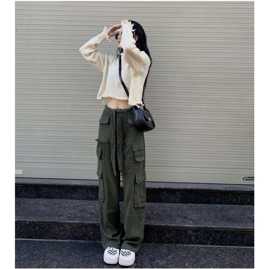 Áo len croptop dài tay dáng rộng hàng quảng châu phong cách hàn quốc mã Aolencroptopdetkim201_2K1