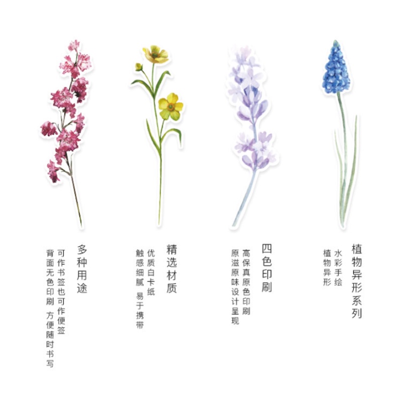 Set 30 Bookmark Hình Hoa Vẽ Tay Sáng Tạo