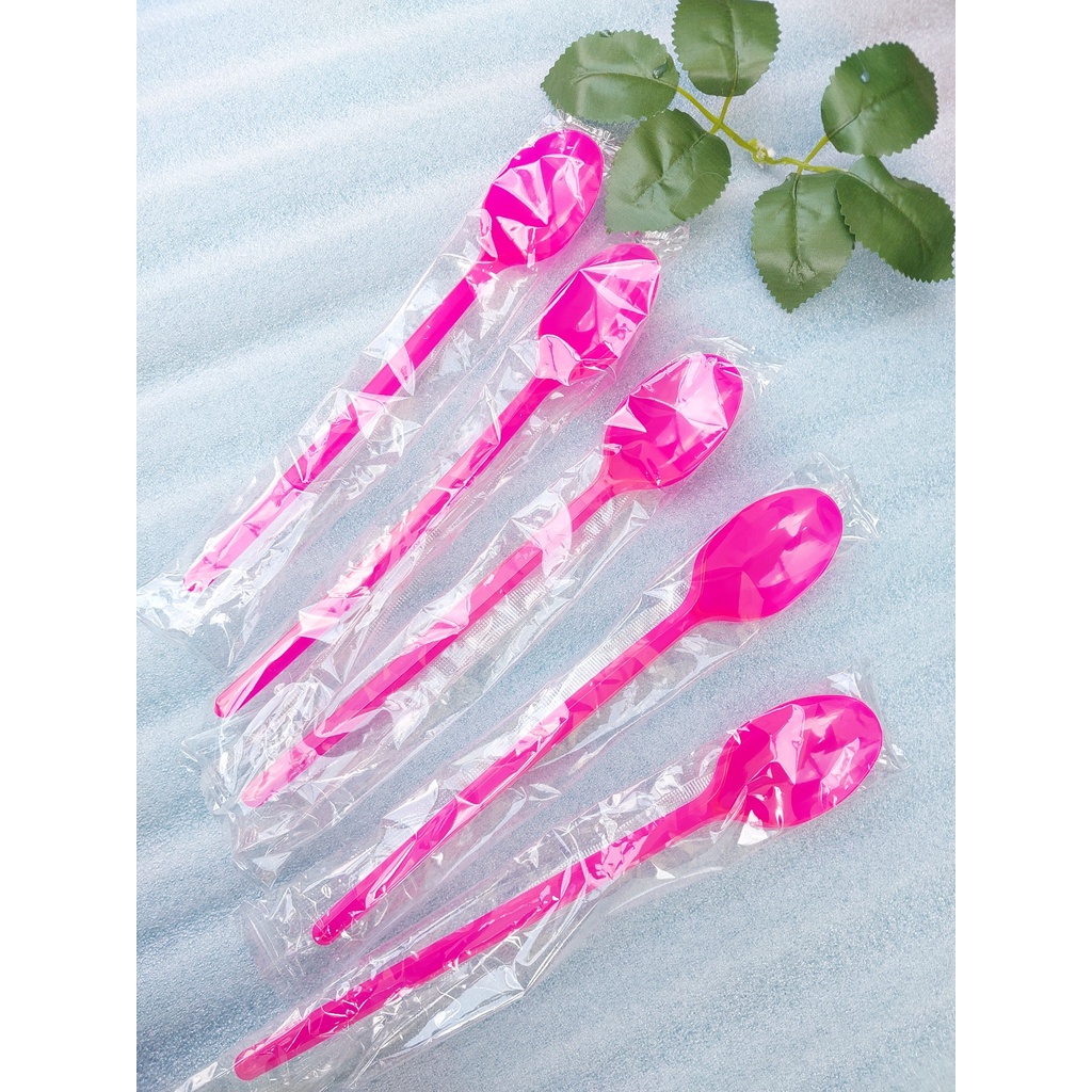 50 muỗng 20cm bọc màng nilong từng cái cao cấp tiện lơi - bếp xanh thiên bình