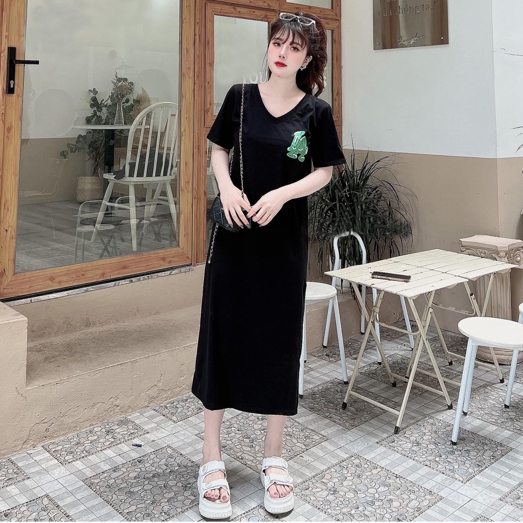 Đầm suông dài , váy suông bầu chất cotton Gemmy House in hình LA