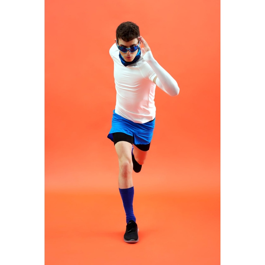 Quần short thể thao nam running 2 in 1 xẻ lai ONWAYS có lớp lót và khoá kéo