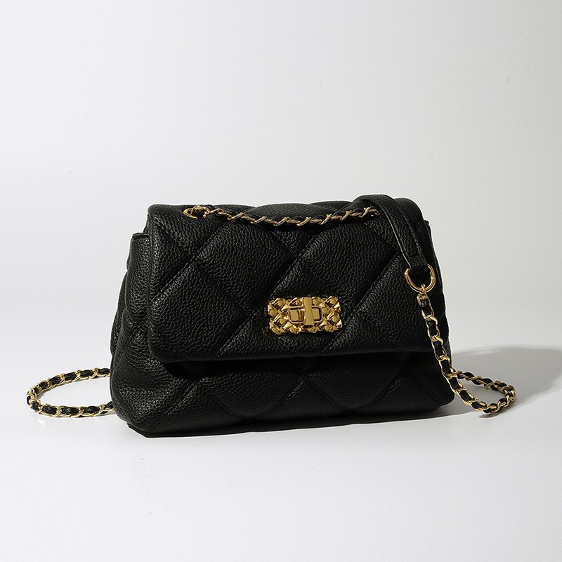 Túi Đeo Chéo Dây Xích Họa Tiết Lưới Kim Cương Thời Trang Dành Cho Nữ