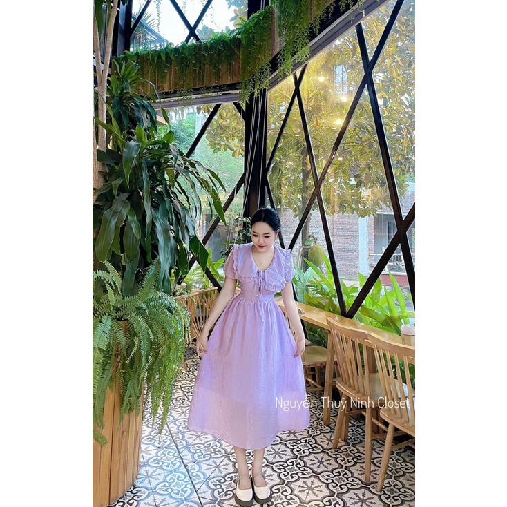 đầm cổ bèo cổ cột nơ quá xinh