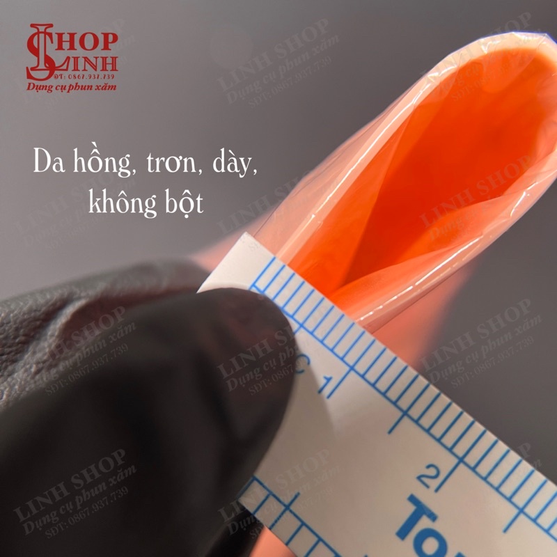 Da hồng dày không bột Da giả tập phun xăm, trơn mềm dày hơn 1mm Linh Shop...