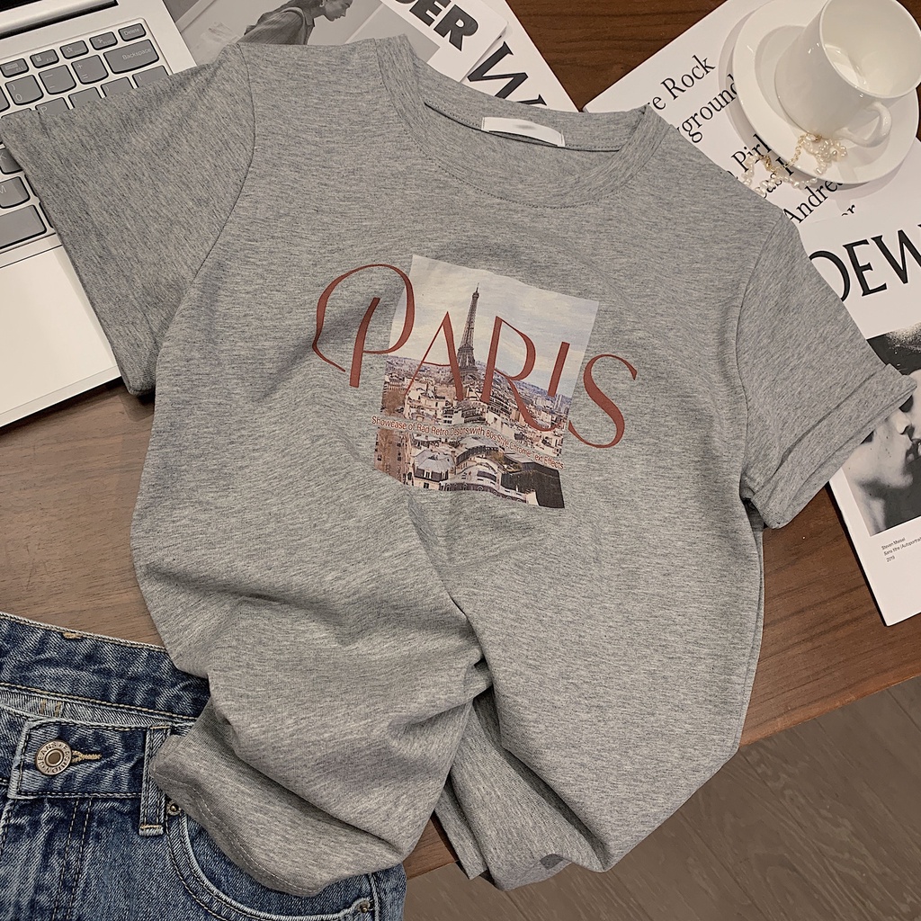 Áo Thun HIIXIIVI Unisex Tay Ngắn Dáng Rộng In Hình Phong Cách Hàn Quốc Thời Trang Mùa Hè Mới