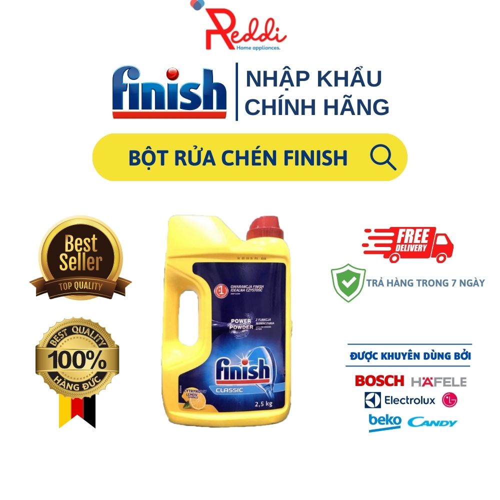 Bột rửa chén bát  Finish 2,5kg hương chanh, hàng Đức, loại tốt, nhập Khẩu Chính hãng