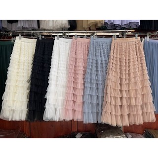 Chân váy maxi tầng dài 85cm cạp ren hàng quảng châu loại 1