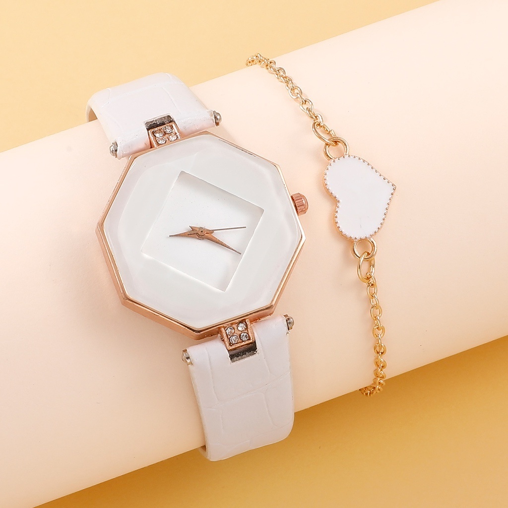 Đồng Hồ Quartz Nữ Dây Da Mặt Trái Tim Thời Trang