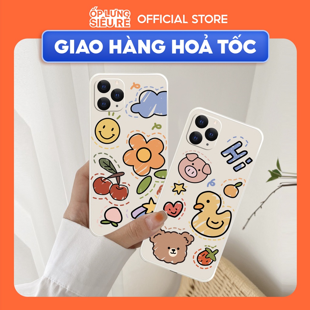 Ốp lưng cạnh vuông Iphone 6G/XR/11/12 Pro/13/14+/14 Pro/....viền bảo vệ camera hình Tranh Kute