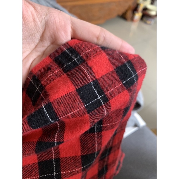 Min2handshop Áo sơnmi caro đỏ form crop free sz hàn quốc