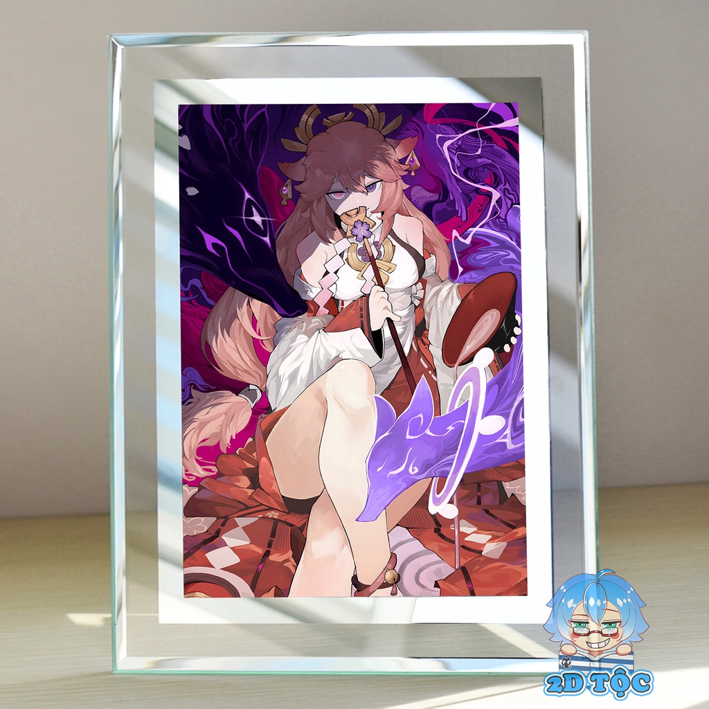 Khung ảnh kính Yae Miko (4) Game Genshin Impact kích thước A4 A5 13x18 by 2D Tộc Shop
