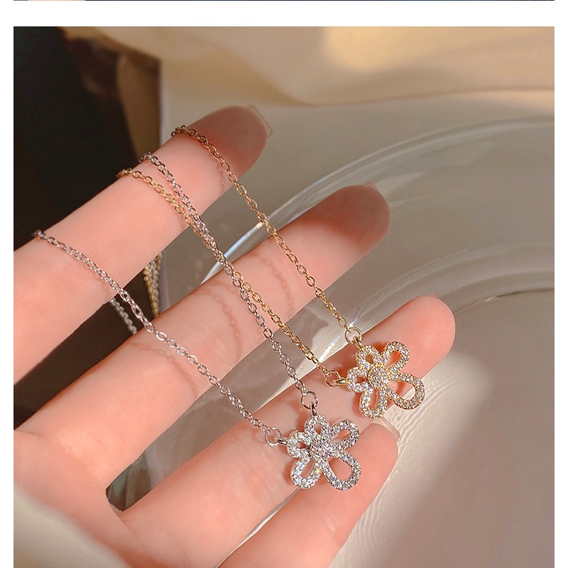 Vòng cổ Mặt Hoa Hướng Dương Đính Đá Zircon Sang Trọng Cho Nữ